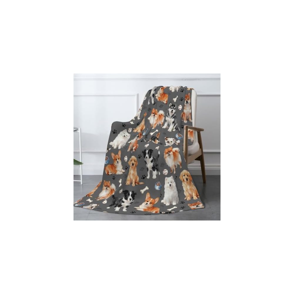 Dog Blankets 50"x40" Puppy Blanket With Dogs on it Gifts Blanket for Kids
