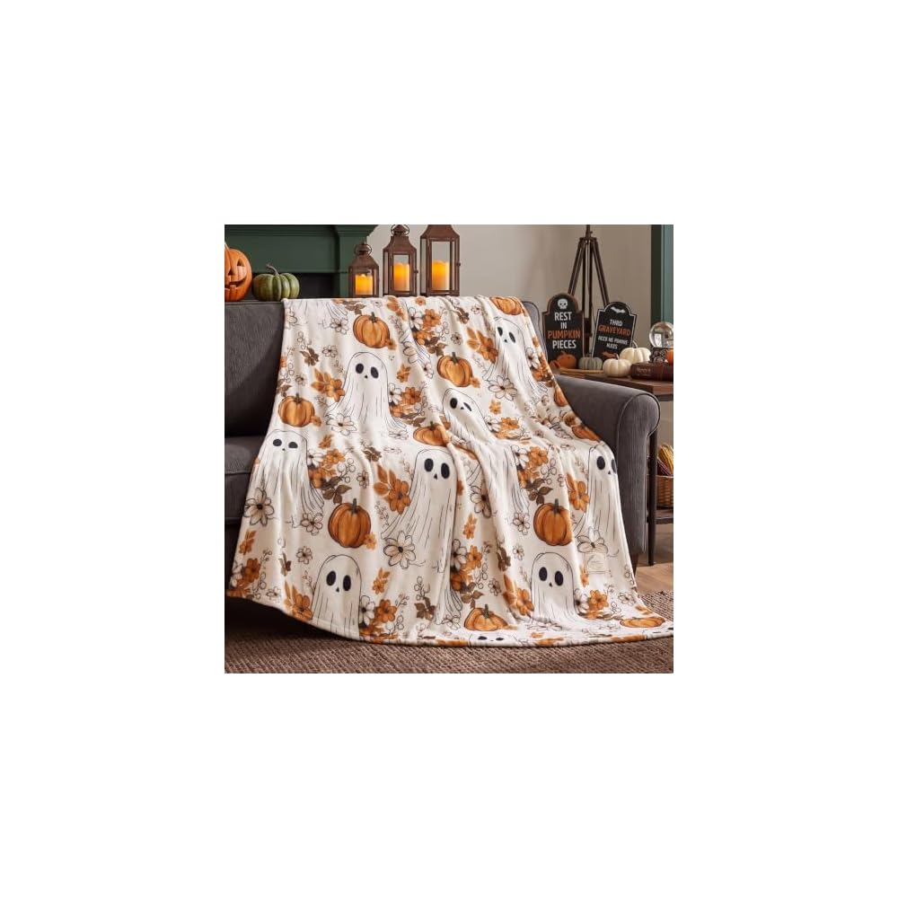 Halloween Throw Blanket Leopard Skull Flannel Blanket