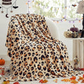 Halloween Throw Blanket Leopard Skull Flannel Blanket